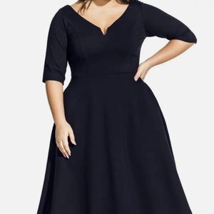 City Chic Cute Girl Sleeved Navy Blue Dress NWT